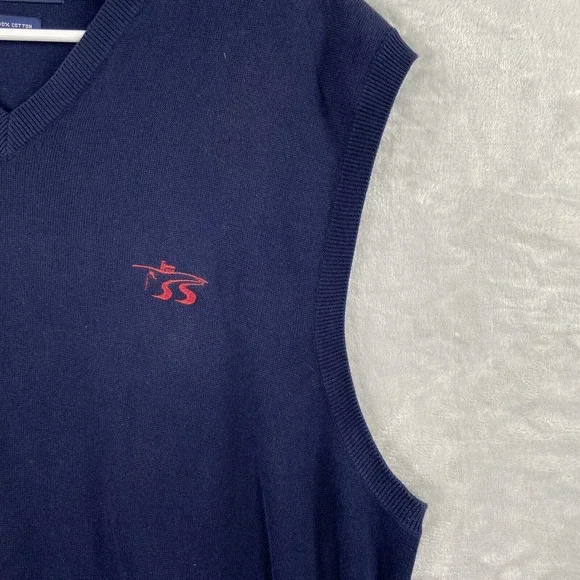 Polo Ralph Lauren Golf Sweater Vest men's XL Sleeveless V-Neck Cotton Knit Blue - Picture 6 of 9